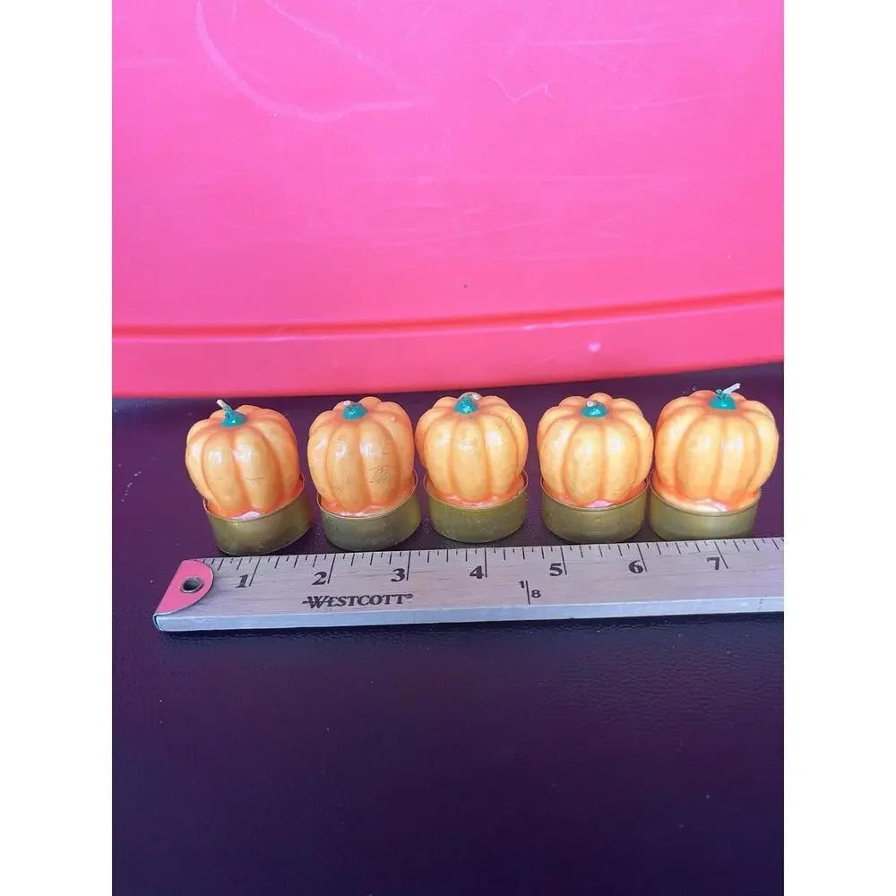 Vintage Set Of Unused Wax Candle, Pumpkins, Halloween Thanksgiving, Tea Light